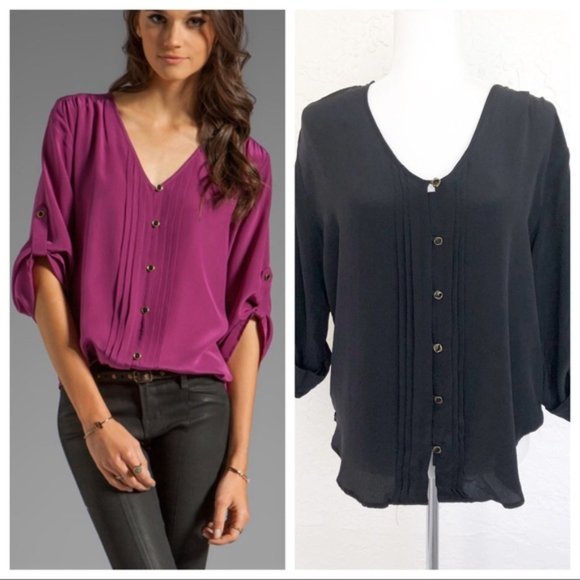 Yumi Kim Tops - Anthro Yumi Kim Black Silk Lizzie Button Down Top